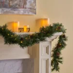 Noble House 9 ft. Cashmere Pine Pre-Lit LED Artificial Christmas Garland with Snowy Branches and Pinecones thumbnail 4