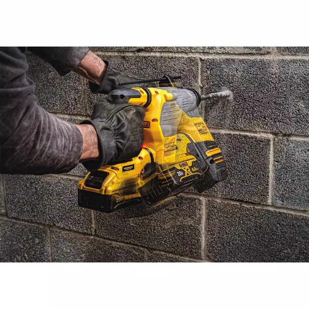 DEWALT 20V MAX XR Brushless 1-1/8 in. SDS Plus L-Shape Rotary Hammer Kit with (2) 6.0Ah Batteries & Charger