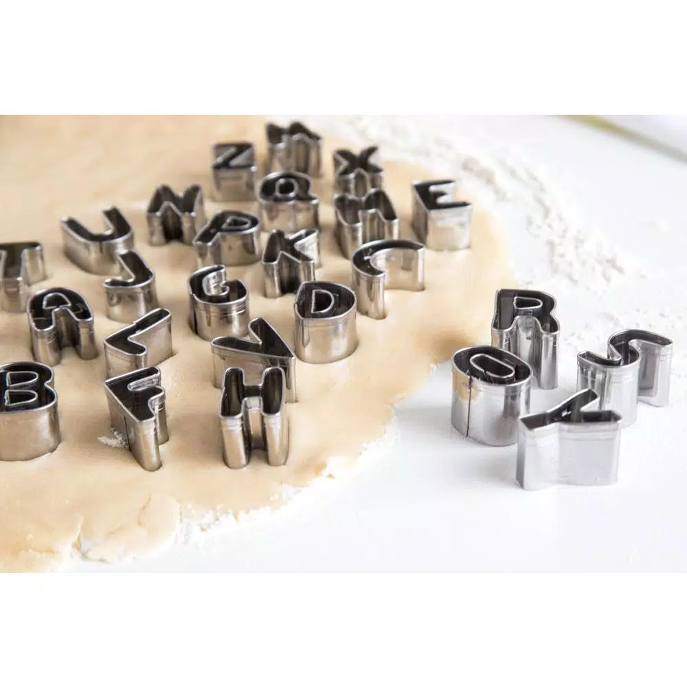 Fox Run 26-Piece Alphabet Cookie Cutter Set - Stainless Steel Letter Cutters