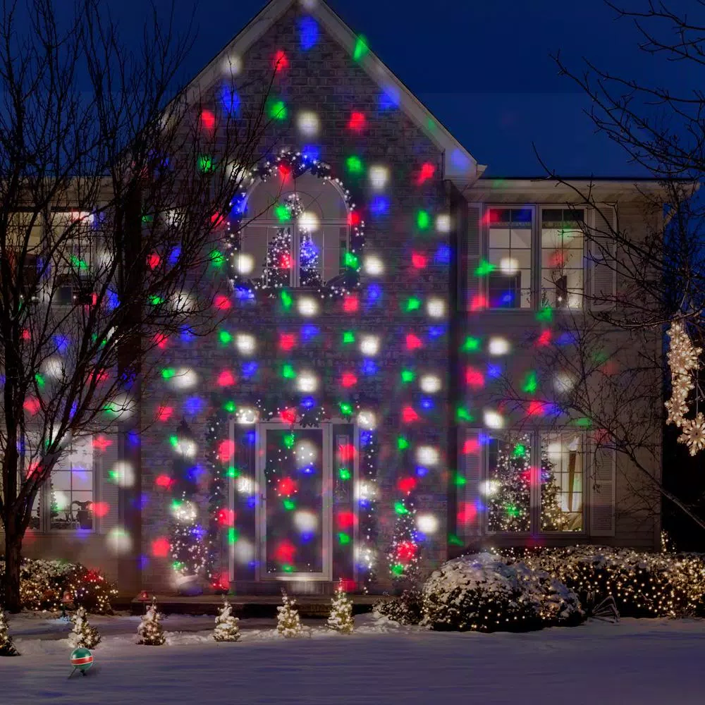 LightShow Projection Snow Flurry Projector with Remote - 61 Holiday Effects, Multi-Color LED
