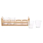 Mind Reader Bamboo 4-Slot Beer Serving Flight Tray, Rectangular Brown Shot Glass Holder thumbnail 1