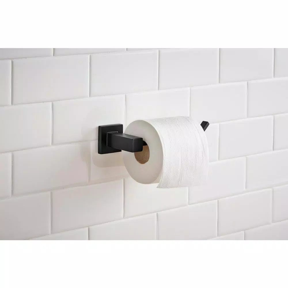 Glacier Bay Farrington Single-Post Toilet Paper Holder, Matte Black