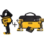 DEWALT 20V MAX Cordless Cable Cutter and 20V MAX XR Brushless Drill/Impact Combo Kit (2-Tool) thumbnail 1