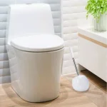 Bath Bliss Ceramic Dome Toilet Brush and Holder Set, Stainless Steel Handle, White thumbnail 2