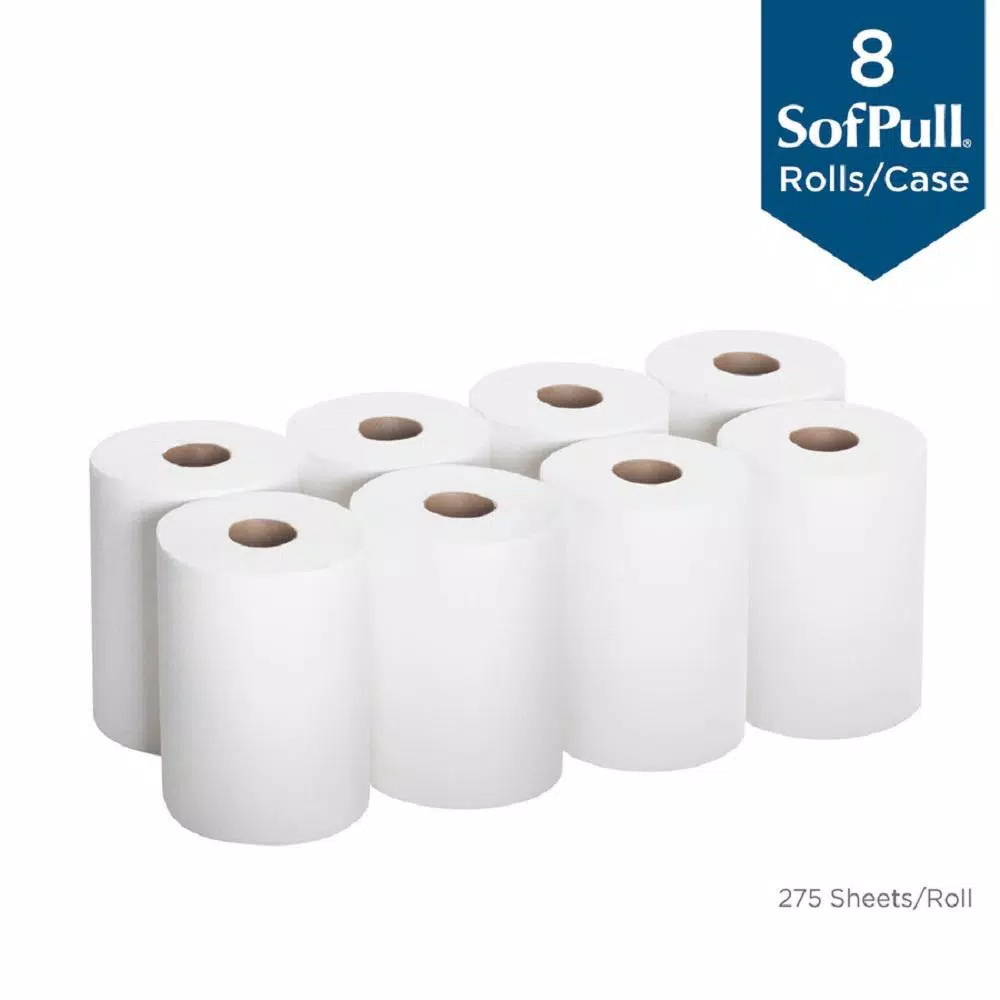 Georgia-Pacific SofPull Premium 1-Ply White Center Pull Paper Towels, Junior Capacity, 8 Rolls per Carton