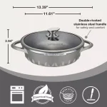 AMERCOOK Artmartin 11 in. Non-Stick Ceramic Coated Saucepan with Glass Lid, Induction Ready Casserole thumbnail 2
