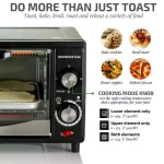 Ovente 800W Electric Toaster Oven, 10L Compact Oven with 3 Cooking Modes and 30-Min Timer, Black thumbnail 2