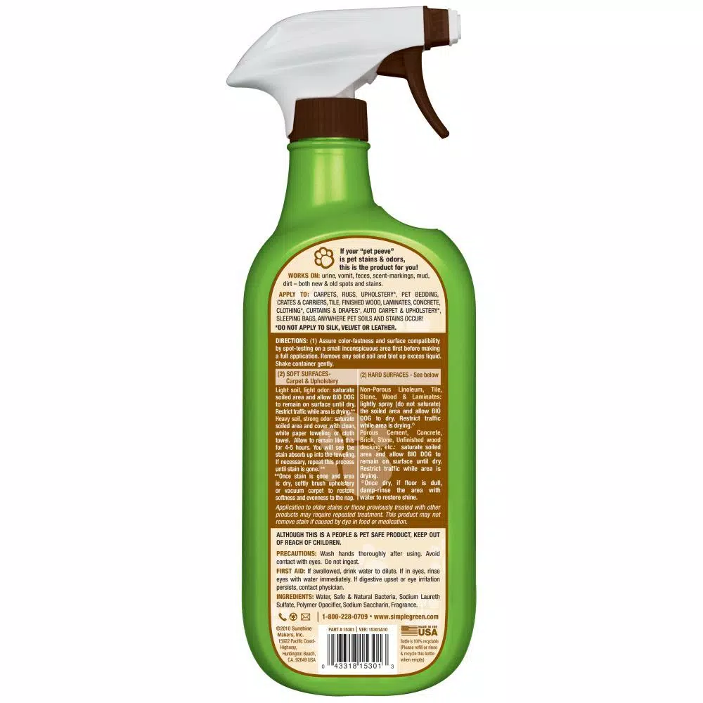 Simple Green Bio Dog Pet Stain and Odor Remover, 32 oz (12-Case Pack)