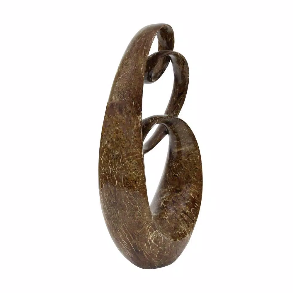 LITTON LANE 31 in. x 15 in. Abstract Polystone Sculpture with Brown Patina Finish