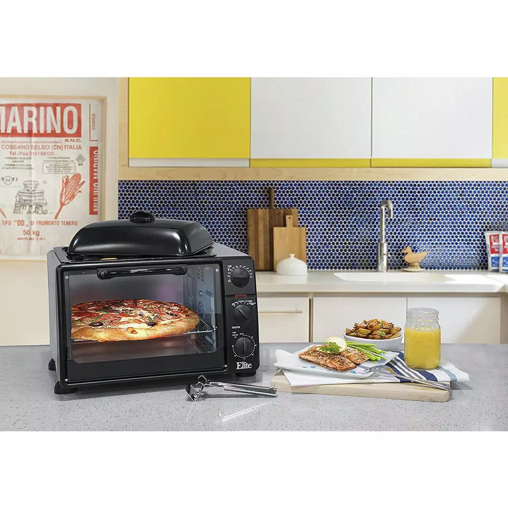 Elite Platinum 8-in-1 Multifunction Convection Toaster Oven Broiler with Rotisserie, 1500W, Black