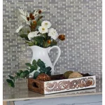 LITTON LANE Walnut Brown Vine and Leaf Decorative Wooden Trays, Set of 2 thumbnail 6