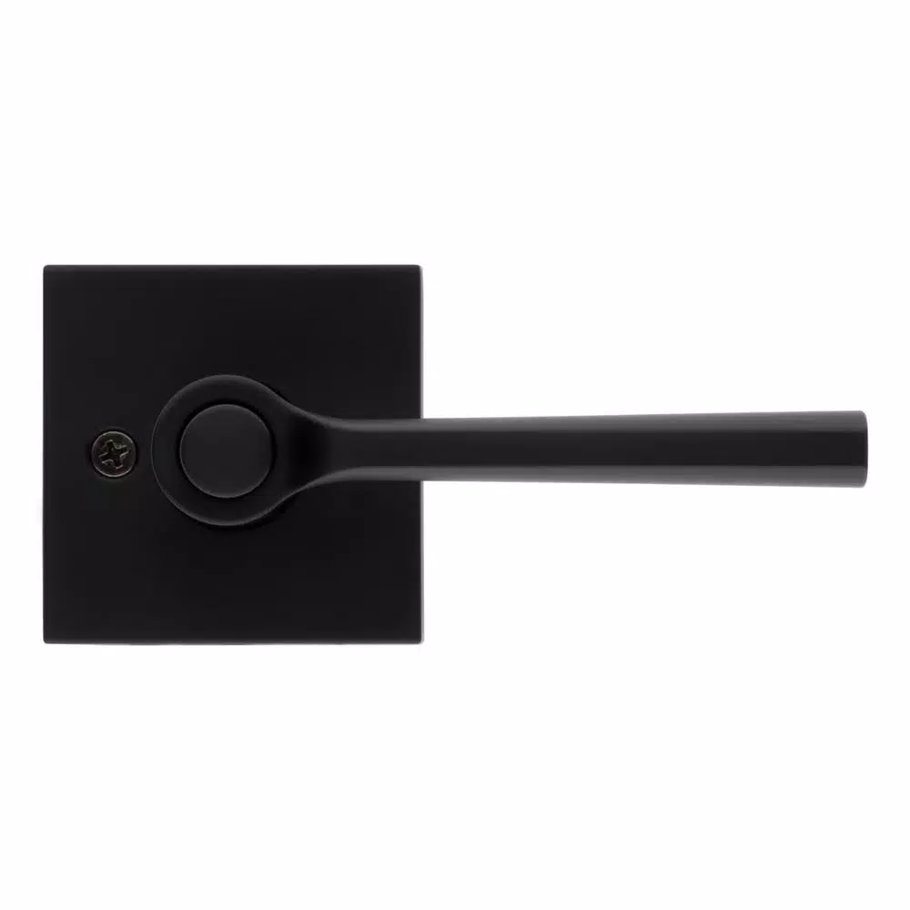 Kwikset Lisbon Signature Series Square Exterior Entry Door Lever, Iron Black, SmartKey Security