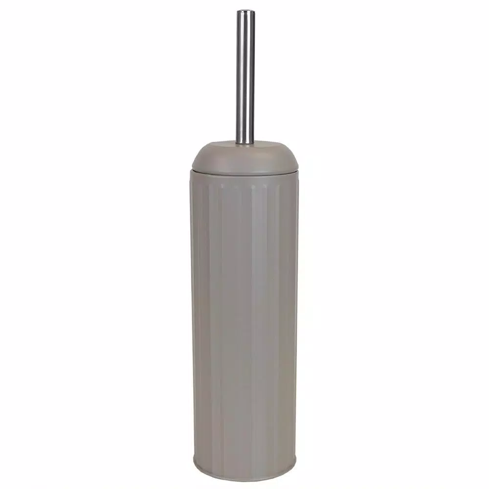 Unbranded Modern Stainless Steel Toilet Brush with Hygienic Splash-Proof Holder - Tan/Gray