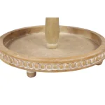 LITTON LANE Tall Natural Beige Birch Wood 2-Tier Round Serving Tray Stand with Wood Bead Accents thumbnail 4