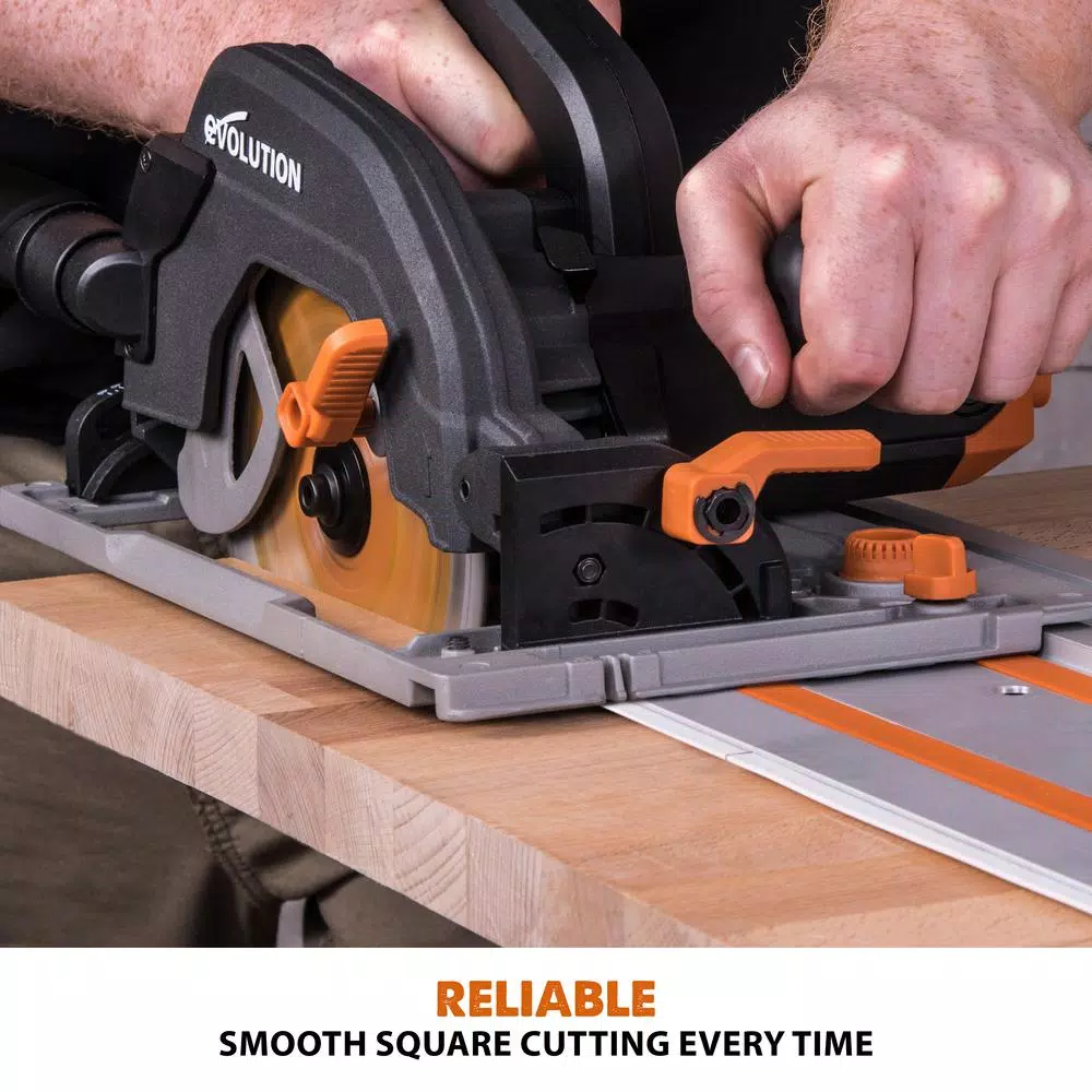 Evolution Power Tools 15 Amp 7-1/4 in. Corded Circular Track Saw Kit with 40 in. Track and Multi-Material Blade