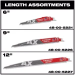 Milwaukee 9 in. 5 TPI Carbide Teeth Reciprocating Saw Blade for Nail-Embedded Wood (2-Pack) thumbnail 5
