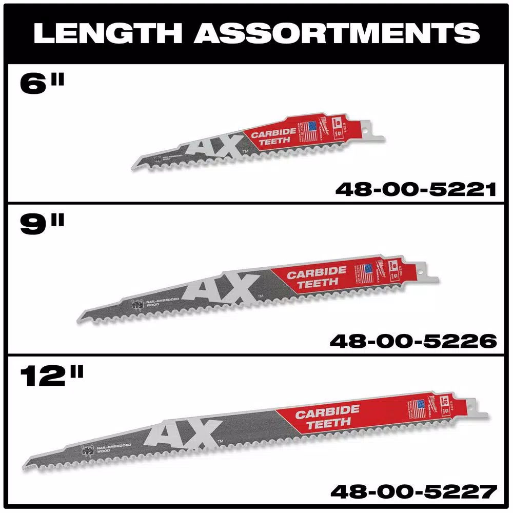 Milwaukee 9 in. 5 TPI Carbide Teeth Reciprocating Saw Blade for Nail-Embedded Wood (2-Pack)