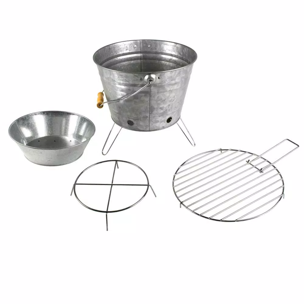 Artland Masonware Portable Galvanized Metal Beach and Camping Grill, Silver