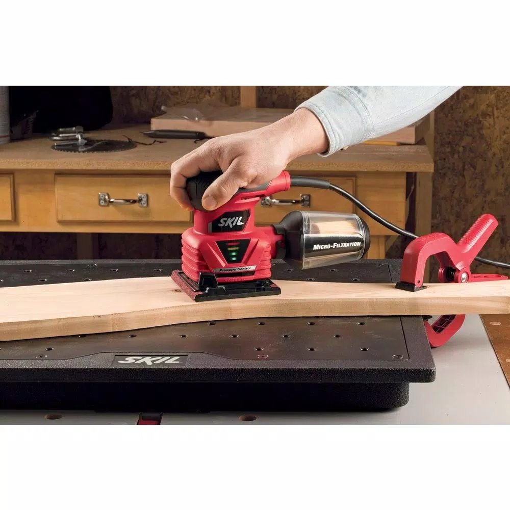 Skil 2 Amp Corded 1/4 in. Sheet Palm Sander with Pressure Control and Micro Filtration