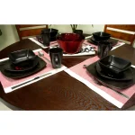 Gibson Elite Evening Blossom 16-Piece Black Stoneware Dinnerware Set, Service for 4 thumbnail 3
