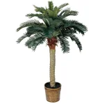 Nearly Natural 4 ft. Sago Palm Silk Tree with Decorative Wicker Basket thumbnail 1