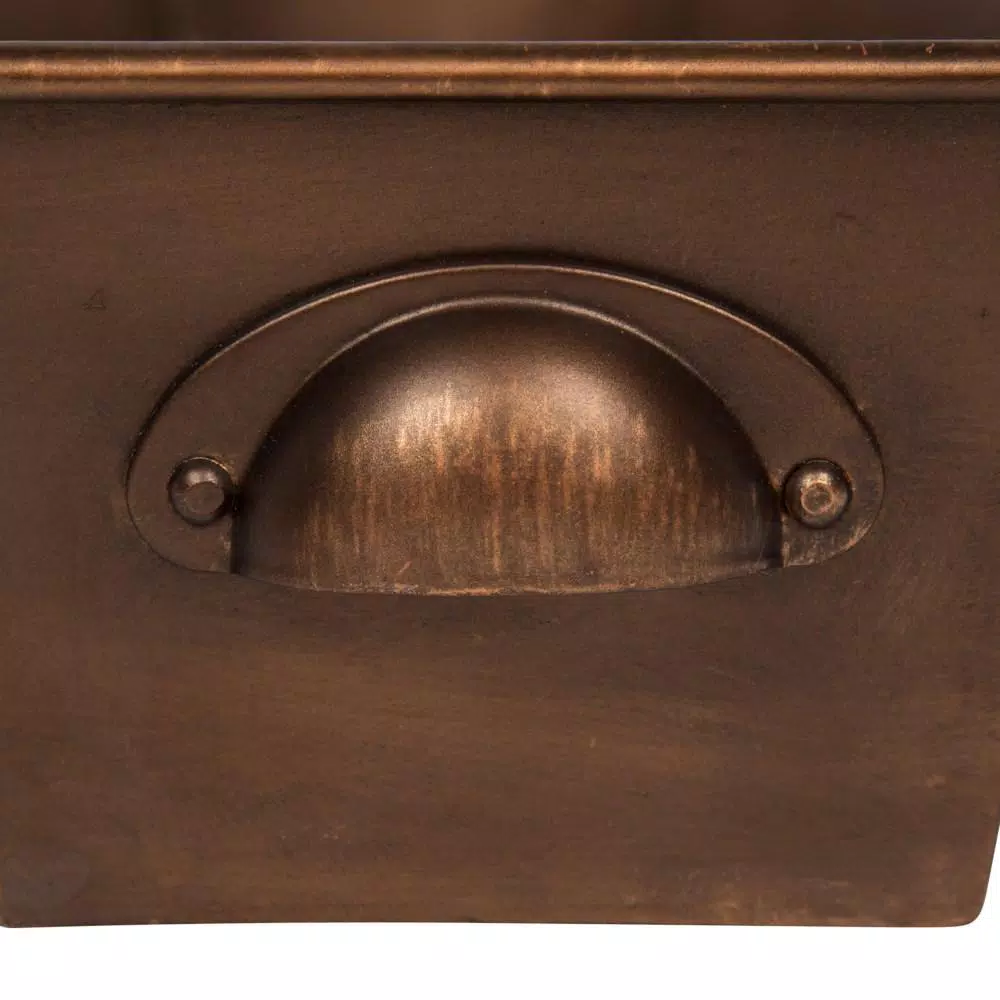 Kate and Laurel Forgeham Bronze Decorative Trough Tray - Antique Copper Metal Rectangle Organizer