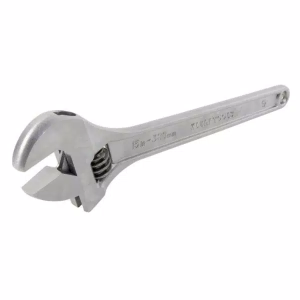 Klein Tools 15 in. Adjustable Wrench, Forged Heat-Treated Alloy Steel