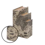 LITTON LANE Nautical Rectangular Synthetic Leather Book Boxes, Set of 3 - Dark Forest Green & Beige thumbnail 3