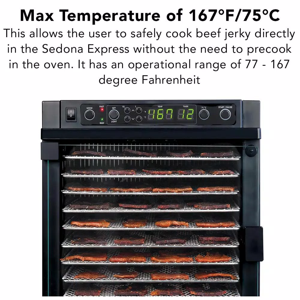 Tribest Sedona Express 11-Tray Black Stainless Steel Food Dehydrator with TST Technology