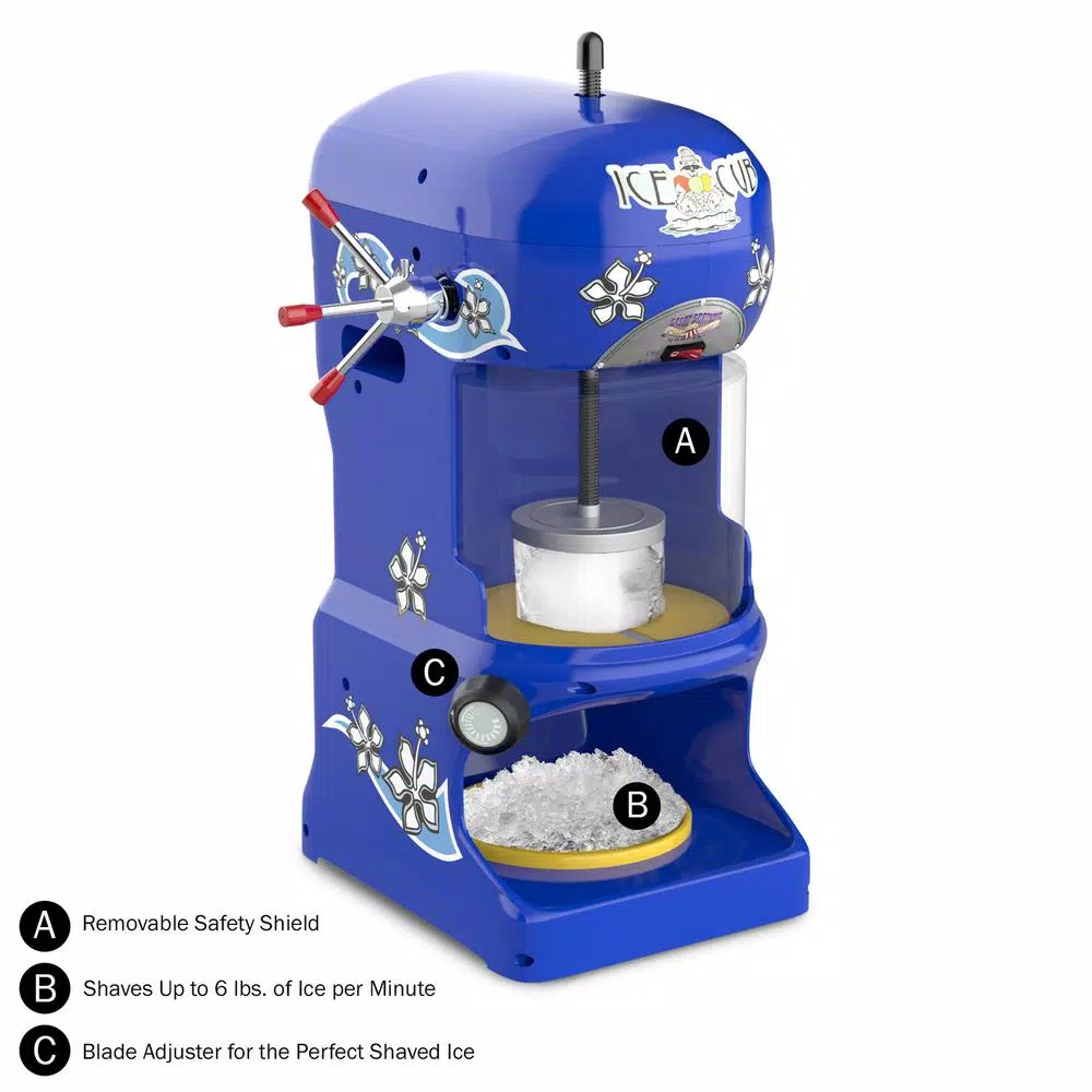 Great Northern Popcorn Ice Cub Shaved Ice Machine, 24 oz. Blue