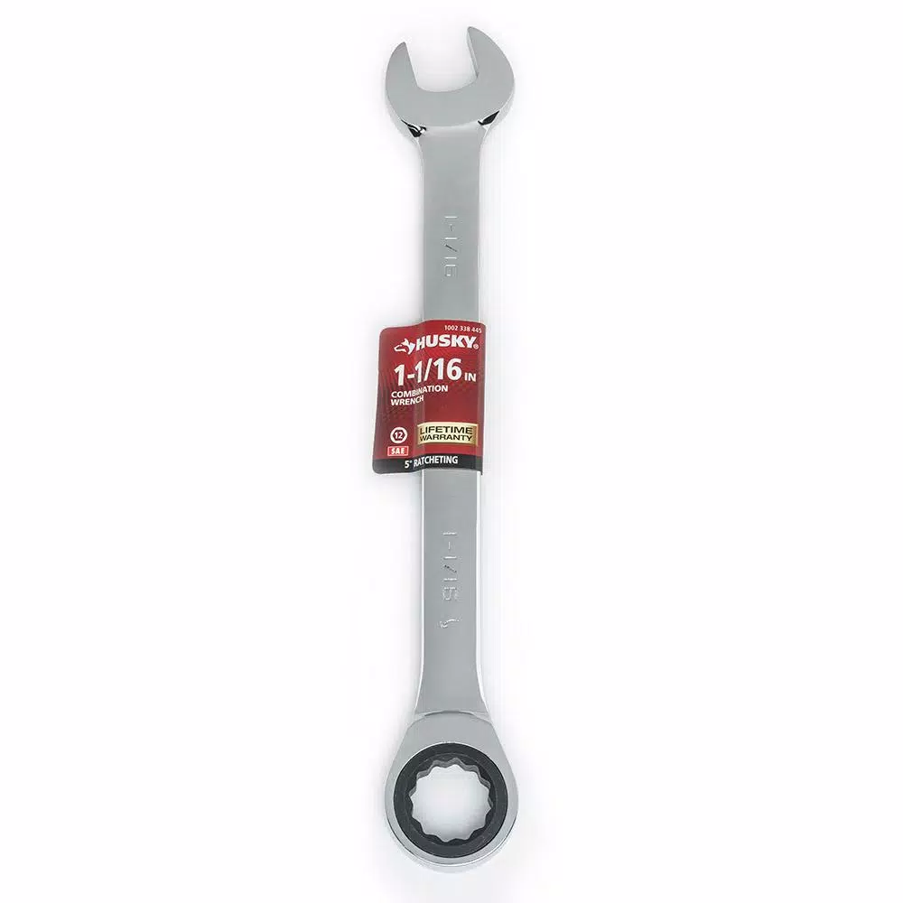 Husky 1-1/16 in. 12-Point Ratcheting Combination Wrench, 72-Tooth