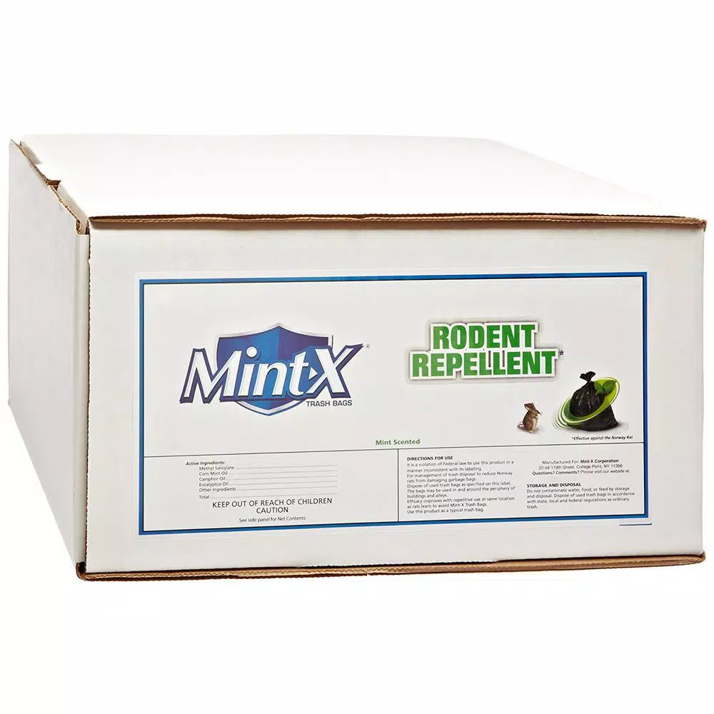 Mint-X 60 Gal. Black Rodent Repellent Trash Bags, 1.7 Mil, 100-Count