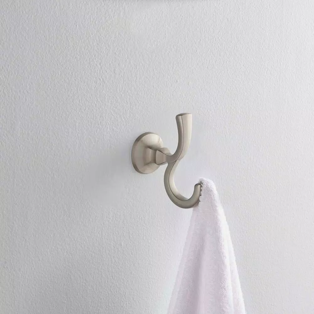 Delta Mandara Double Towel Hook, Brushed Nickel