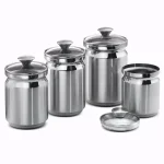 Tramontina Gourmet 4-Piece 18/10 Stainless Steel Canister Set with Tempered Glass Lids thumbnail 1