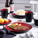 STONE LAIN 32-Piece Red and Black Stoneware Dinnerware Set, Service for 8 thumbnail 10