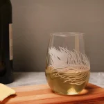 Rolf Glass Peacock Etched Stemless Wine Glass Set of 4, 17 oz Clear Glass Tumblers thumbnail 3