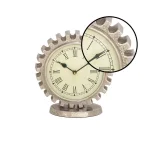 LITTON LANE Vintage Silver Gear Table Clock - Industrial Style Analog Quartz Clock thumbnail 4