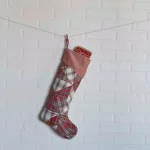 VHC Brands 20 in. Peyton Cotton Patchwork Christmas Stocking - Tomato Red & Plaid thumbnail 3