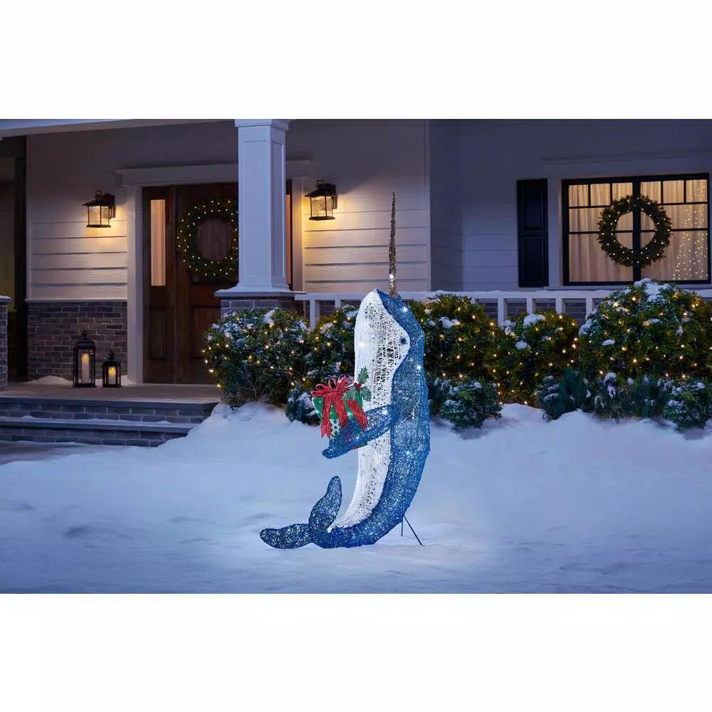 Home Accents Holiday 50-in. LED Narwhal Yard Decoration with 60 Warm White Lights