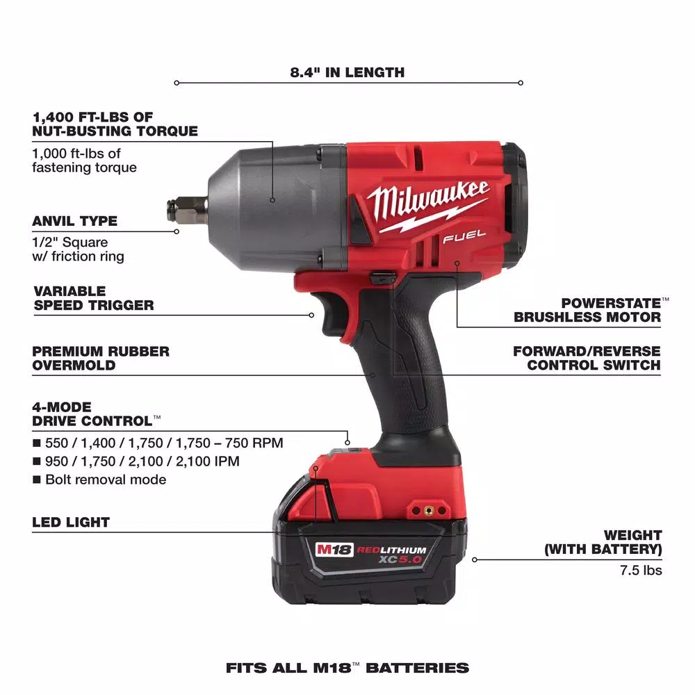 Milwaukee M18 FUEL 1/2 in. High Torque Impact Wrench & M18 Grease Gun Combo Kit