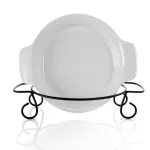 Gibson Elite Gracious Dining 2-Piece Stoneware Bakeware Set with Metal Rack, Oval, White thumbnail 2