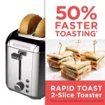 BLACK+DECKER Rapid Toast 2-Slice Stainless Steel Wide Slot Toaster, 1200W thumbnail 5