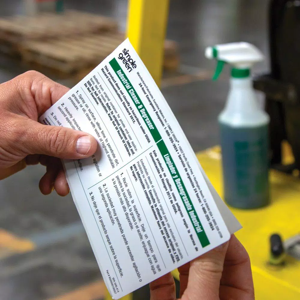 Simple Green Industrial Cleaner and Degreaser Secondary Labels, Bilingual, 10-Pack