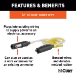 CURT 2-Way Flat Wiring Connector Kit with 12" Color-Coded Wires thumbnail 2