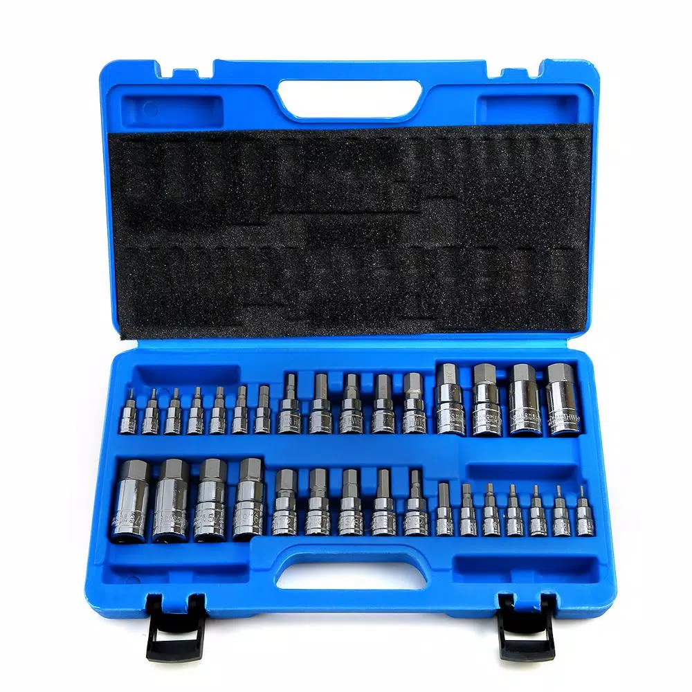 Stark 32-Piece SAE and Metric Hex Bit Socket Set, Chromium-Vanadium & S2 Steel