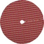 VHC Brands 55 in. Galway Barn Red Plaid Rustic Christmas Tree Skirt thumbnail 1