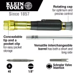 Klein Tools 3-in-1 HVAC Pocket Multibit Screwdriver with Concealable Tips and Schrader Bit thumbnail 2
