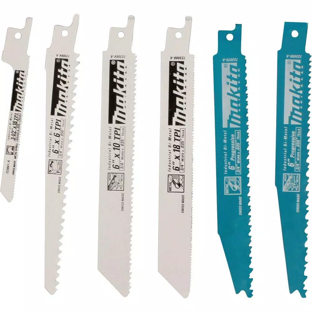 Makita 11 Amp Corded Variable Speed Reciprocating Saw Bundle with 6-Piece Blade Assortment Set