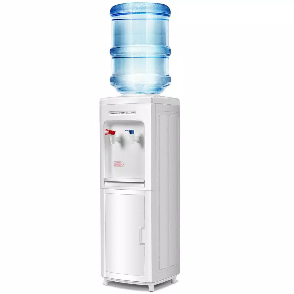 Costway Primo Electric Top-Loading Water Dispenser with Storage Cabinet, White