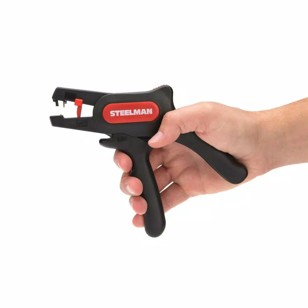 STEELMAN 41865 Self-Adjusting Pistol Grip Wire Stripper and Cutter, 24-10 AWG